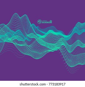 Wave background. Abstract vector illustration. 3d technology style. Illustration with dots. Network design with particle.