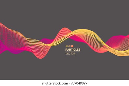 Wave background. Abstract vector illustration. 3d technology style. Illustration with dots. Network design with particle.