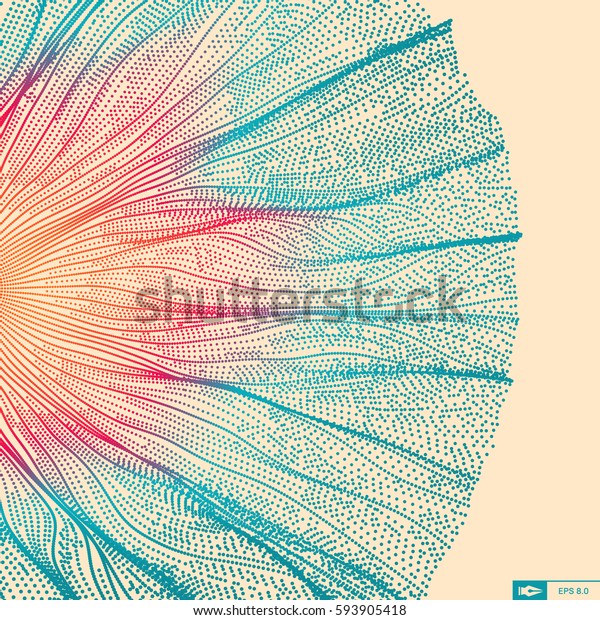 Wave Background. Abstract Vector Illustration. 3D Technology Style. Network Design with Particle.