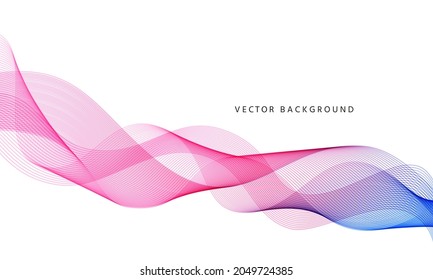Wave background. Abstract wavy banner. Backdrop with curved flow lines on white. Cool gradient print. Futuristic blend modern wallpaper. Geometric poster. Vector illustration.