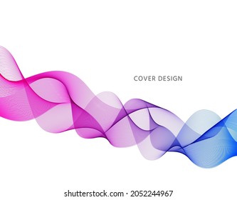 Wave background. Abstract wavy banner. Flyer with curved flow lines. Cover with fluid gradient on white backdrop. Wallpaper with futuristic blend. Modern geometric poster. Vector illustration.