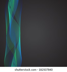 Wave background, blue ribbon