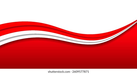 wave background. Bright red and white abstract vector background with subtle layered wave pattern, creating a modern and dynamic visual flow.