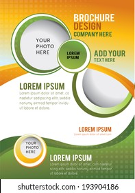 Wave background with bubbles - brochure design or flyer