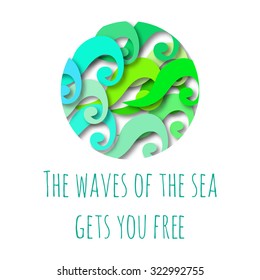 Wave background concept. 3d realistic waves with motivating quote.
