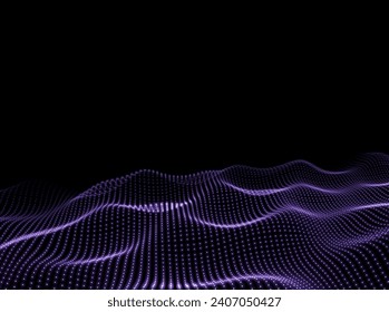 Wave Background. Digital 3d Texture. Abstract Surface Pattern. Points Technology Backdrop. Vector illustration