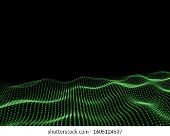 Wave Background. Digital Backdrop. Computer Dots Texture. Technology Abstract Pattern. Vector illustration