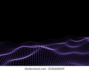 Wave Background. Digital Points Backdrop. Surface Abstract Pattern. 3d Texture. Vector illustration