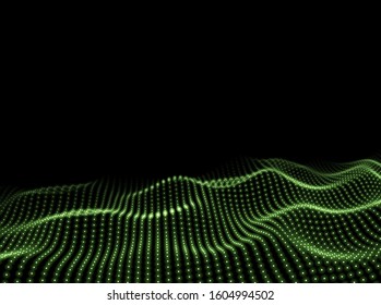 Wave Background. Dots Abstract Texture. Points Digital Backdrop. Computer Code Pattern. Vector illustration