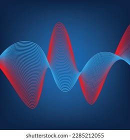 wave background  glowing wave. Shiny moving lines design element. purple blue gradient flowing wave