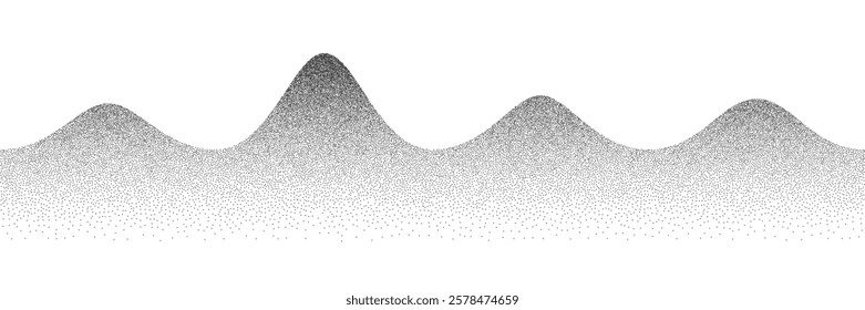 Wave background with noise grain pattern with halftone gradation background. Vector abstract background with mountain landscape of sand dust grunge effect and grain noise texture