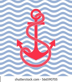 Wave background. Pattern anchor. Vector illustration.