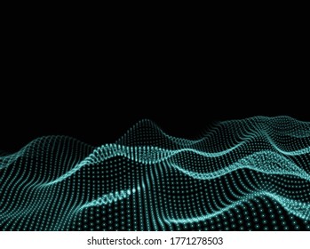 Wave Background. Points Abstract Backdrop. Technology Pattern. Computer Texture. Vector illustration