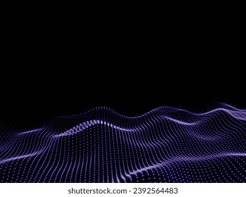 Wave Background. Points Backdrop. Technology Texture. Digital Scientific Pattern. Vector illustration