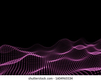 Wave Background. Points Dots Texture. Abstract Digital Pattern. Code Computer Backdrop. Vector illustration