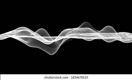 Fondo ondulado. Cuadrícula de ondas. Ilustración de vectores abstractos. Estilo De Tecnología 3D. vector abstracto 
con puntos. Diseño de red con partícula.
