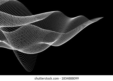 Wave Background. Ripple Grid. Abstract Vector Illustration. 3D Technology Style. Abstract vector illustration with dots. Network design with particle.