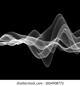 Wave Background. Ripple Grid. Abstract Vector Illustration. 3D Technology Style. Abstract vector illustration with dots. Network design with particle.