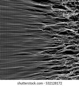 Wave Background. Ripple Grid. Abstract Vector Illustration. 3D Technology Style. Illustration with Dots. Network Design with Particle. 