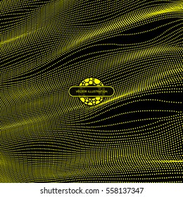 Wave Background. Ripple Grid. Abstract Vector Illustration. 3D Technology Style. Illustration with Dots. Network Design with Particle.