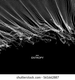 Wave Background. Ripple Grid. Abstract Vector Illustration. 3D Technology Style. Illustration with Dots. Network Design with Particle.