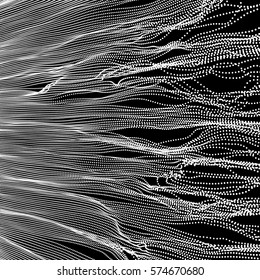 Wave Background. Ripple Grid. Abstract Vector Illustration. 3D Technology Style. Illustration with Dots. Network Design with Particle. 