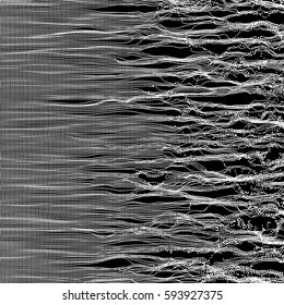 Wave Background. Ripple Grid. Abstract Vector Illustration. 3D Technology Style. Illustration with Dots. Network Design with Particle.