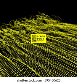 Wave Background. Ripple Grid. Abstract Vector Illustration. 3D Technology Style. Illustration with Dots. Network Design with Particle.  