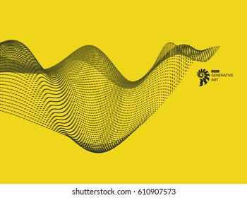 Fondo ondulado. Cuadrícula de ondas. Ilustración de vectores abstractos. Estilo De Tecnología 3D. Ilustración con puntos. Diseño de red con partícula.