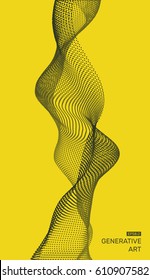 Wave Background. Ripple Grid. Abstract Vector Illustration. 3D Technology Style. Illustration with Dots. Network Design with Particle.