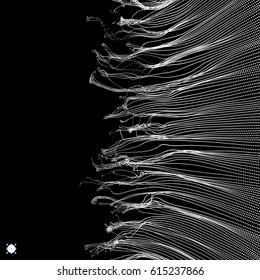 Wave Background. Ripple Grid. Abstract Vector Illustration. 3D Technology Style. Illustration with Dots. Network Design with Particle.