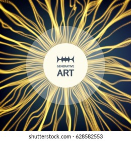 Wave Background. Ripple Grid. Abstract Vector Illustration. 3D Technology Style. Illustration with Dots. Network Design with Particle.