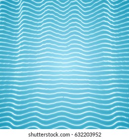 Wave Background. Ripple Grid. Abstract Vector Illustration. 3D Technology Style. Illustration with Dots. Network Design with Particle. 
