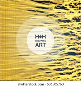 Wave Background. Ripple Grid. Abstract Vector Illustration. 3D Technology Style. Illustration with Dots. Network Design with Particle.