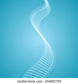 Wave Background. Ripple Grid. Abstract Vector Illustration. 3D Technology Style. Illustration with Dots. 