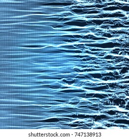 Fondo ondulado. Cuadrícula de ondas. Ilustración de vectores abstractos. Estilo De Tecnología 3D. Ilustración con puntos. Diseño de red con partícula. 