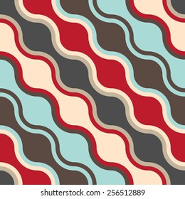 Wave background. Seamless pattern with blue red elements