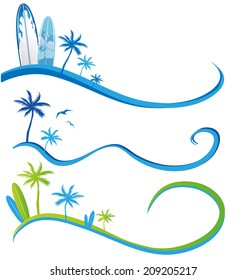 wave background set  with Palm Tree 