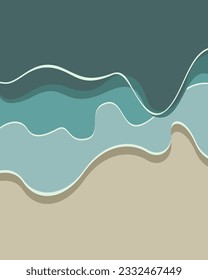 Wave background side of the sea illustration vector banner wallpaper backdrop with soft rerto color printable