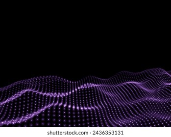 Wave Background. Surface 3d Texture. Technology Backdrop. Digital Pattern. Vector illustration