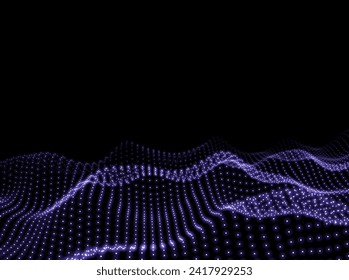 Wave Background. Surface Backdrop. Digital Texture. 3d Pattern. Vector illustration