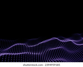 Wave Background. Surface Pattern. Points Abstract Texture. 3d Scientific Backdrop. Vector illustration
