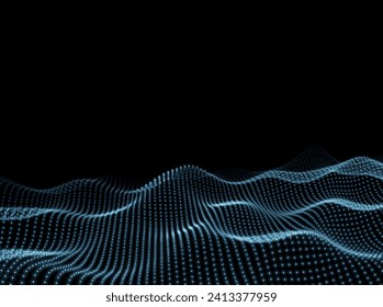 Wave Background. Surface Technology Texture. Points Backdrop. Abstract Scientific Pattern. Vector illustration