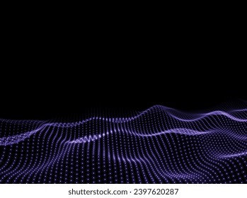 Wave Background. Technology 3d Pattern. Points Abstract Texture. Digital Backdrop. Vector illustration