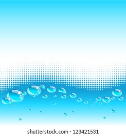 Wave background with watter bubbles. Dot effect is used, No transparent objects.
