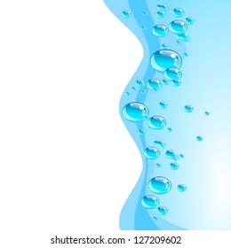 Wave background with watter bubbles. No transparent objects.