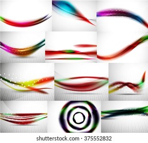Wave backgrounds set, abstract vector