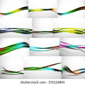 Wave backgrounds set, abstract vector
