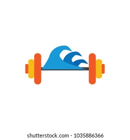 Wave Barbell Logo Icon Design