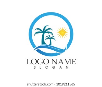 Wave beach holidays logo design 